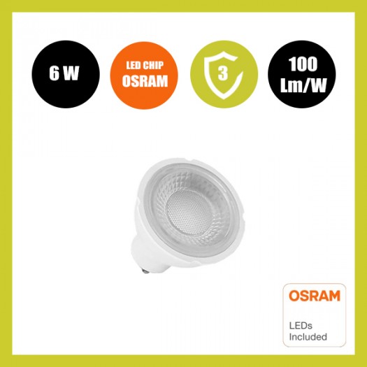 Dicroica LED 6W 38° GU10 - OSRAM Chip
