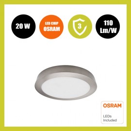 Plafón LED 20W Circular Acero Inox - CCT - OSRAM CHIP DURIS E 2835