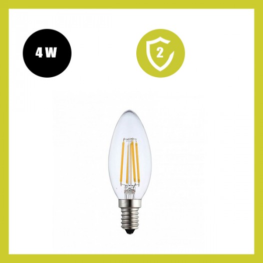 Bombilla LED Filamento Vela 4W E14 C35