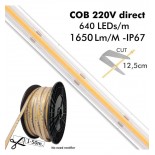 TIRA LED 220V COB 15W/M CORTE CADA 12CM IP65 10 METROS / 50METROS