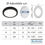 Downlight + Plafón LED - Circular- MOSS NEGRO LUMILEDS - 18W AJUSTABLE - CCT Color Seleccionable