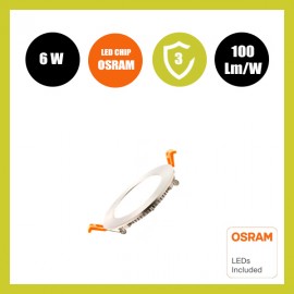 Placa Slim LED Circular 6W Acero Inox - CCT - OSRAM CHIP DURIS E 2835